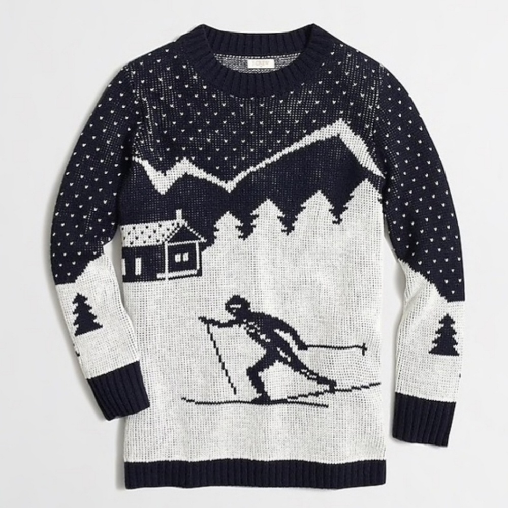 J.Crew NWT Intarsia Ski Scene Sweater